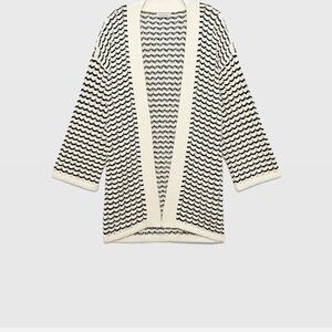 Club Monaco Black and White Striped Women's Sweater